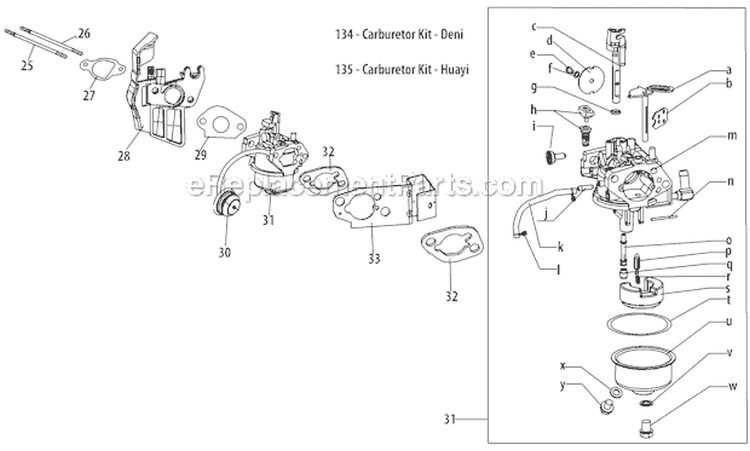 Carburetor Assembly Diagram and Parts List for 2012 Yard Machines Snow Blower